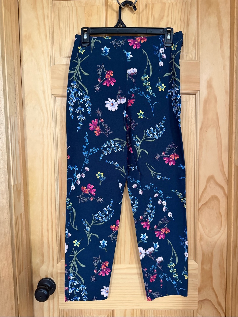 Navy Floral Stretch Slacks